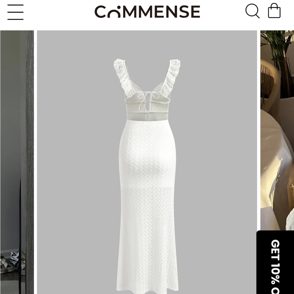 Semi-Sheer Pearl Keyhole Neckline Cami Long dress - Picture 3 of 7